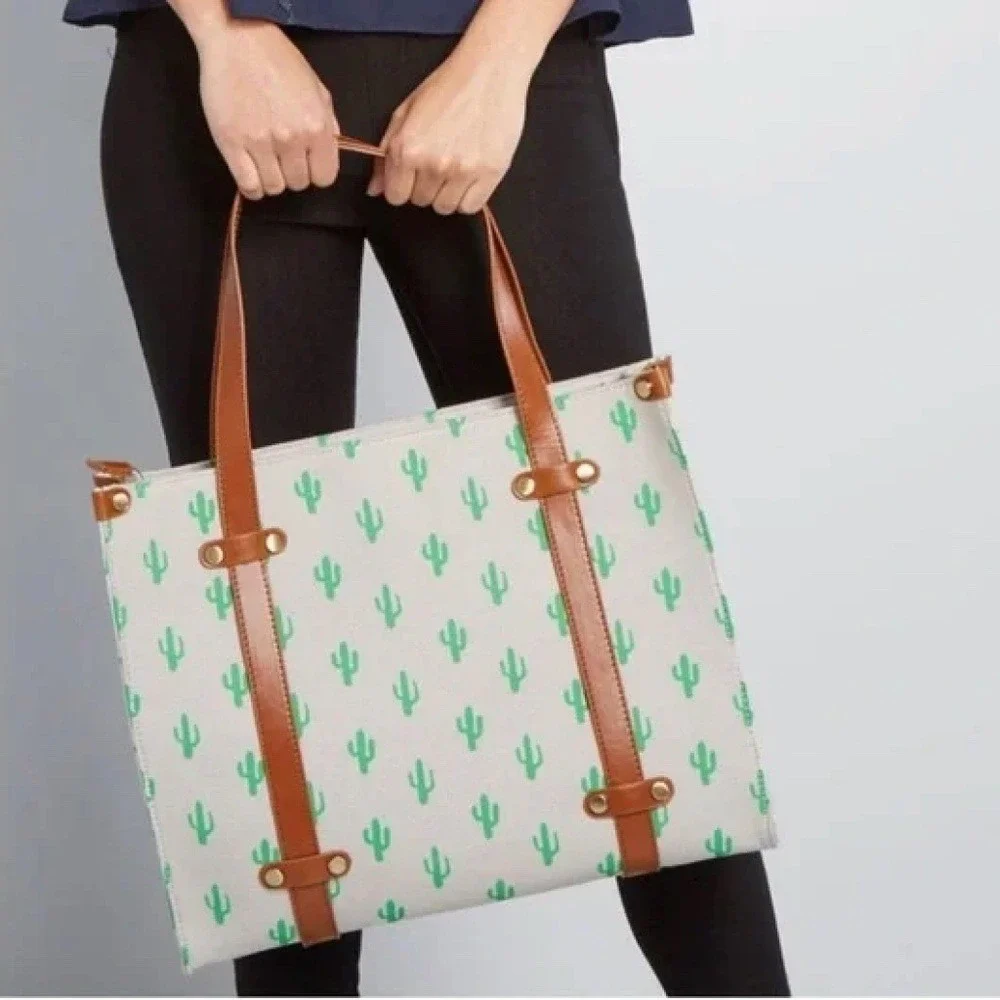 NEW Modcloth Camp Director Tote in Cactus - Carry All Satchel Cross Body Work